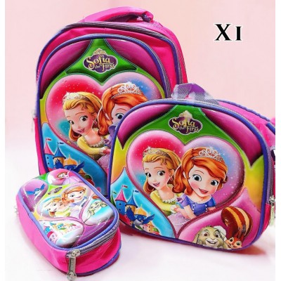 bolso de nin@ #631-1 (X)(3pcs-bolso+lonchera+cartuchera)(largo=36cm-ancho=28cm)(1320.6&*12)