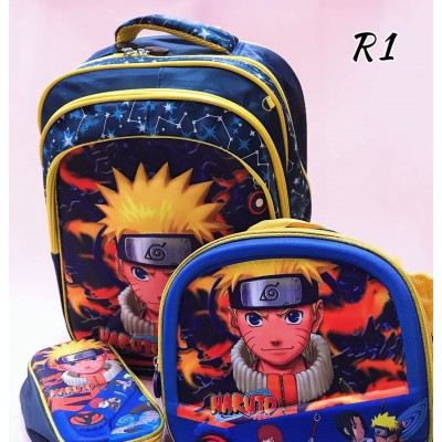 bolso de nin@ #3162 (R) (3pcs-bolso+cartuchera+lonchera)(largo=38cm-ancho=30cm)(1320.6&*12)