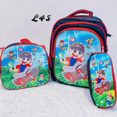 bolso de nin@ (L) (3pcs-bolso+lonchera+cartuchera)(largo=38cm-ancho=28cm)