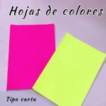 hojas de colores tipo carta 1x50