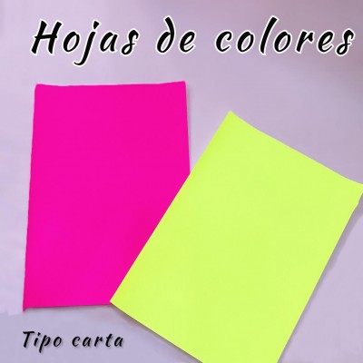 hojas de colores tipo carta 1x50