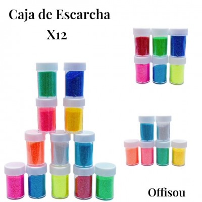 caja escarchada color neon x12