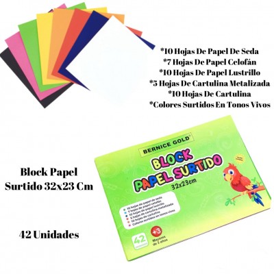 block papel surtidos 32x23cm 