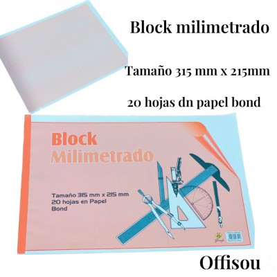 block milimetrado x20hojas