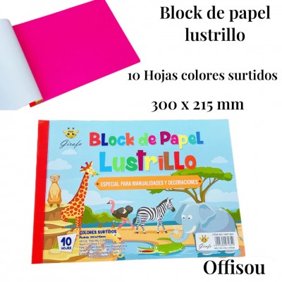 block de papel lustrillo x10hojas