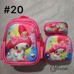 bolso tripack 3pcs bolso+cartuchera+lonchera 16pulga(con luces 14.50$ ))