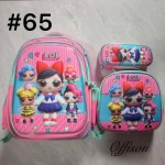 bolso tripack 3pcs bolso+cartuchera+lonchera 16pulga(con luces 14.50$ ))