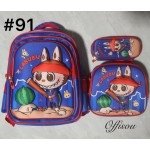 bolso tripack 3pcs bolso+cartuchera+lonchera 16pulga(con luces 14.50$ ))