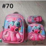 bolso tripack 3pcs bolso+cartuchera+lonchera 16pulga(con luces 14.50$ ))