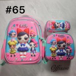 bolso tripack 3pcs bolso+cartuchera+lonchera 16pulga(con luces 14.50$ ))